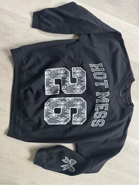 Black 'Hot Mess' Graphic Crewneck